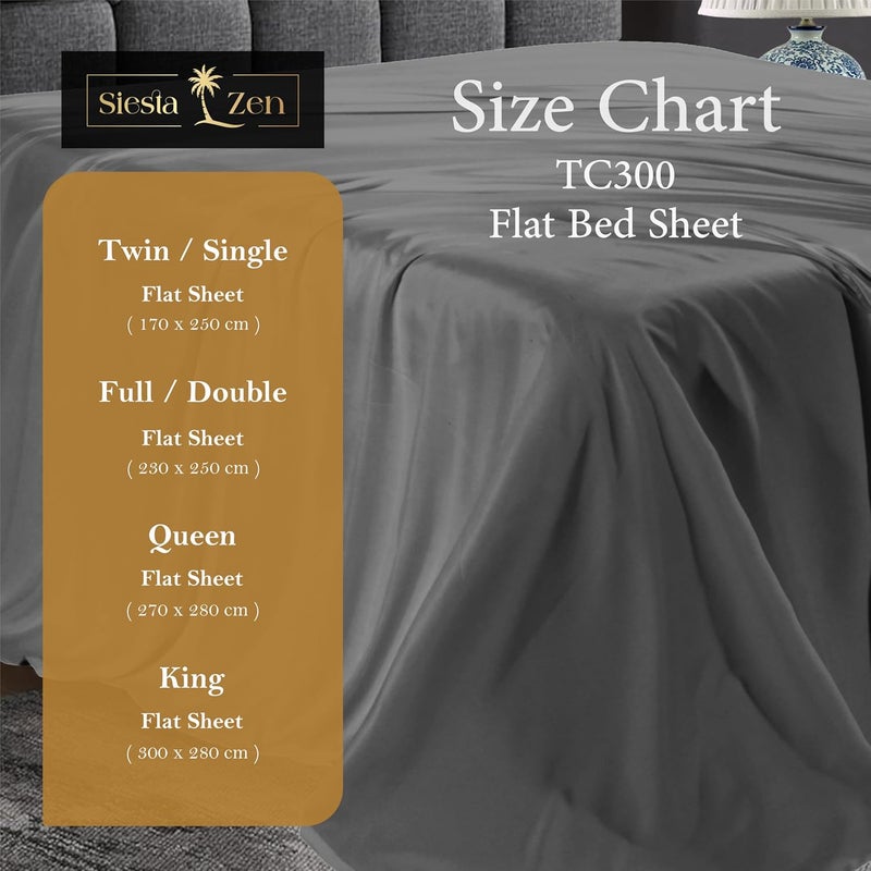 Siesta Zen شيت سرير مسطح من قطن مصري 100% من سييستا زين - ملكي 270x280 سم - رمادي - Image 5